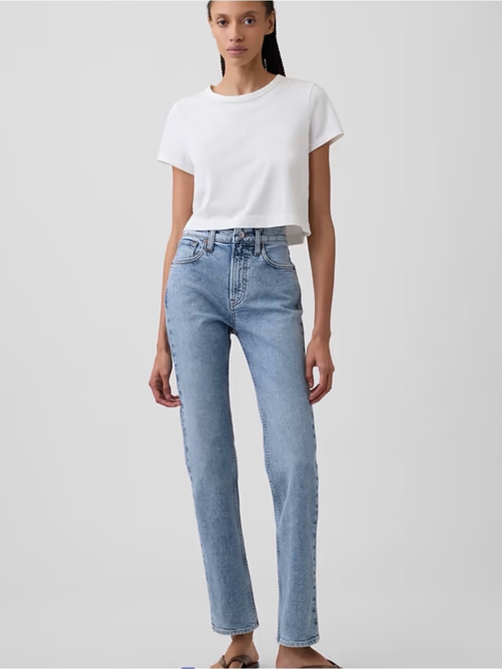 Gap High Rise '90s Slim Straight Jeans light wash